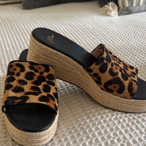 J. Crew Leopard Print Wedge Slides